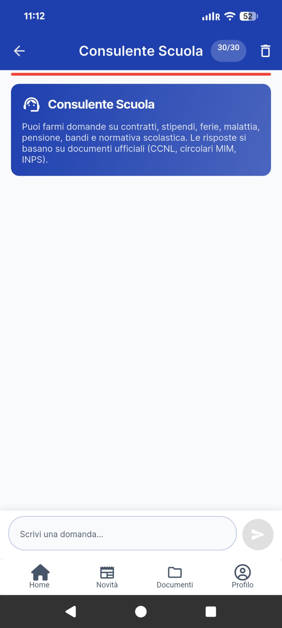 Schermata del Consulente AI